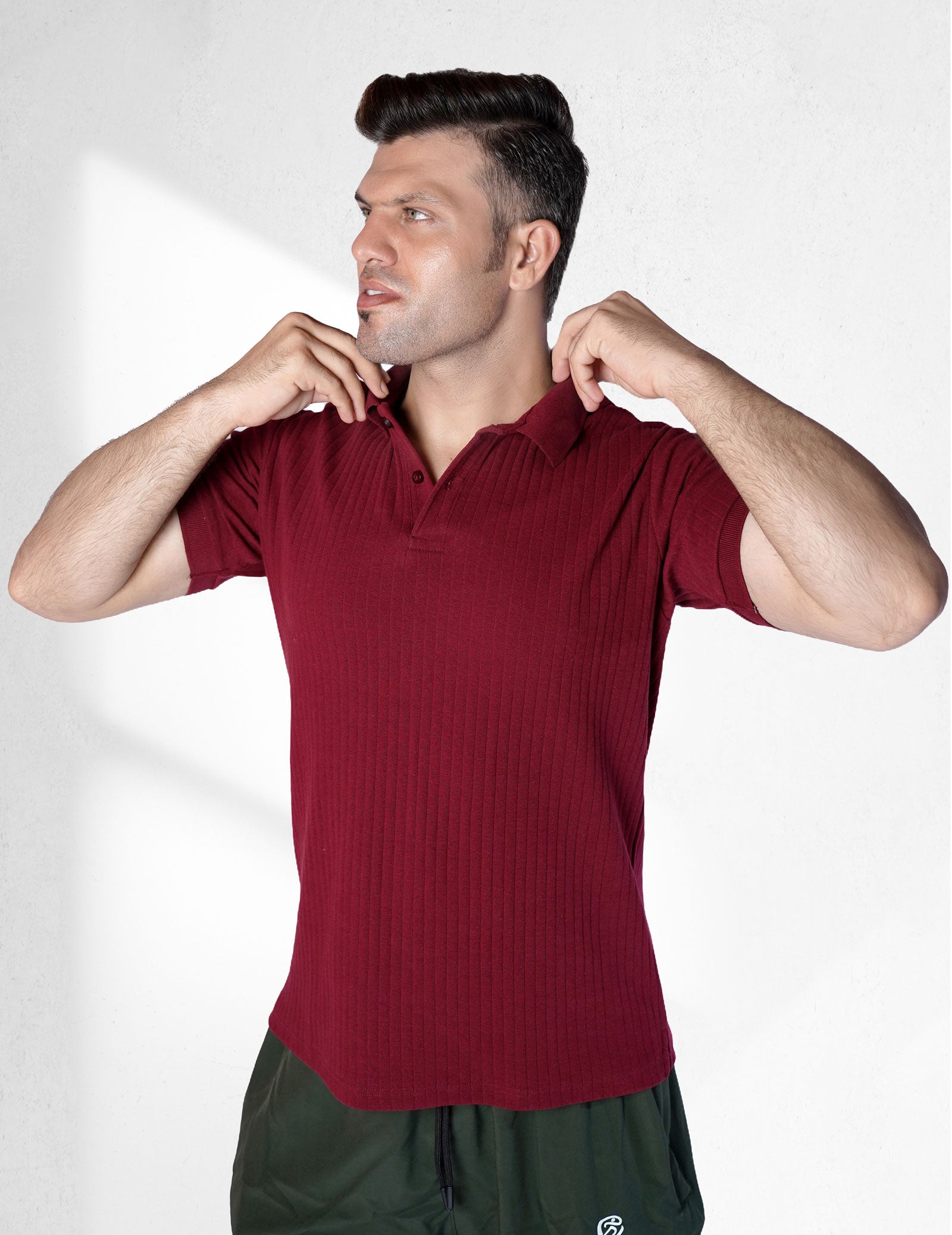 Maroon Textured Polo – Rich Hue, Refined Style